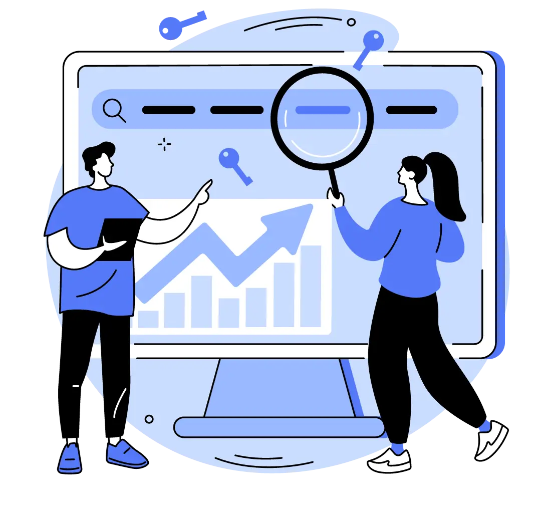 A person and person looking at a magnifying glass-Keyword Research-Christian Dave Catayoc